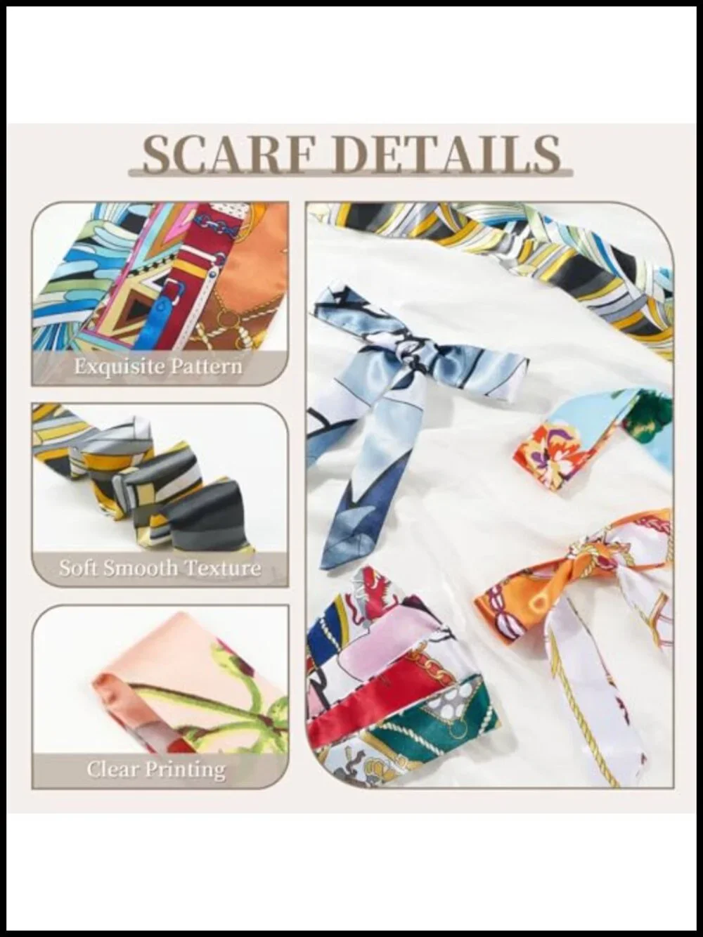 24 PCS Satin Scarf Set for Women, Neckerchief, Headband, Purse Scarf, Floral,